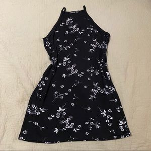 Black Floral Boohoo Halter Dress